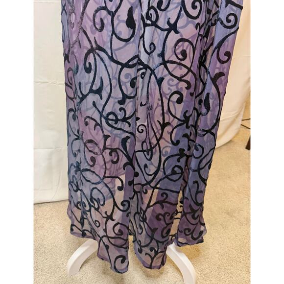 Vintage 90s Victoria’s Secret Burnout Velvet Sheer Purple Long Slip/Gown Large - Picture 11 of 12